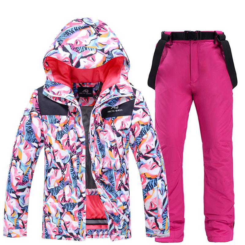 

New Ski Suit Women Outdoor Skiing Sport Warm Windproof Snowboard Suit Cold Proof Waterproof Fashionable Color Skiing, Q1
