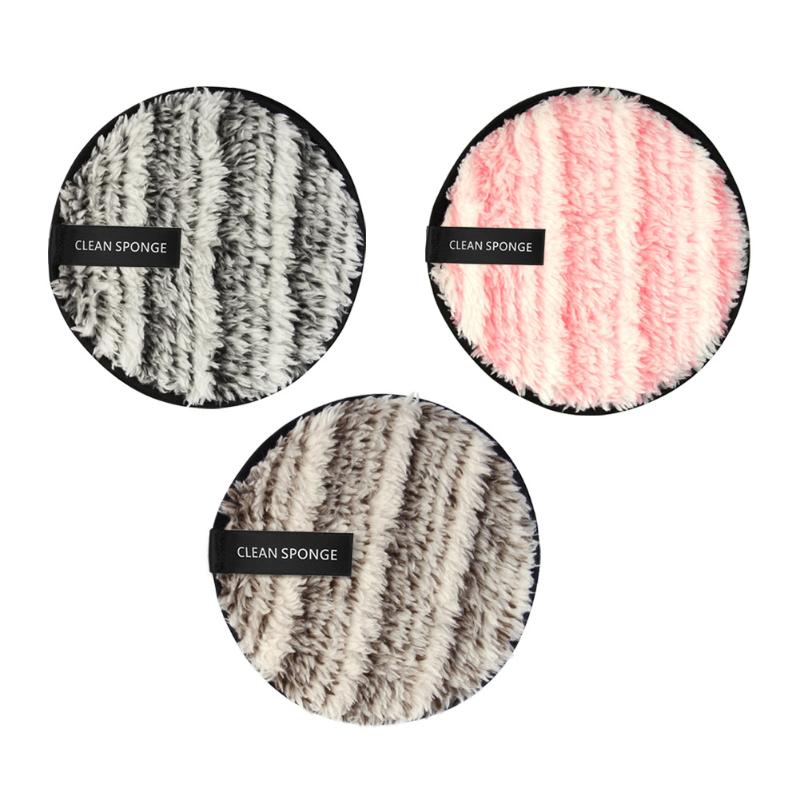 

3pcs Makeup Remove Tool Skin Care Round Cloth Washable Cosmetic Reusable Soft Powder Puff Double Sided Face Cleansing Sponge