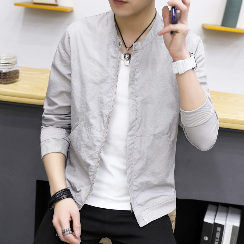 

2020 Autumn Jacket Men Sun-protective Clothing Casual Design Solid Quality Slim Fit Brand Clothing New Fashion Men Jacket M-4XL, Grey