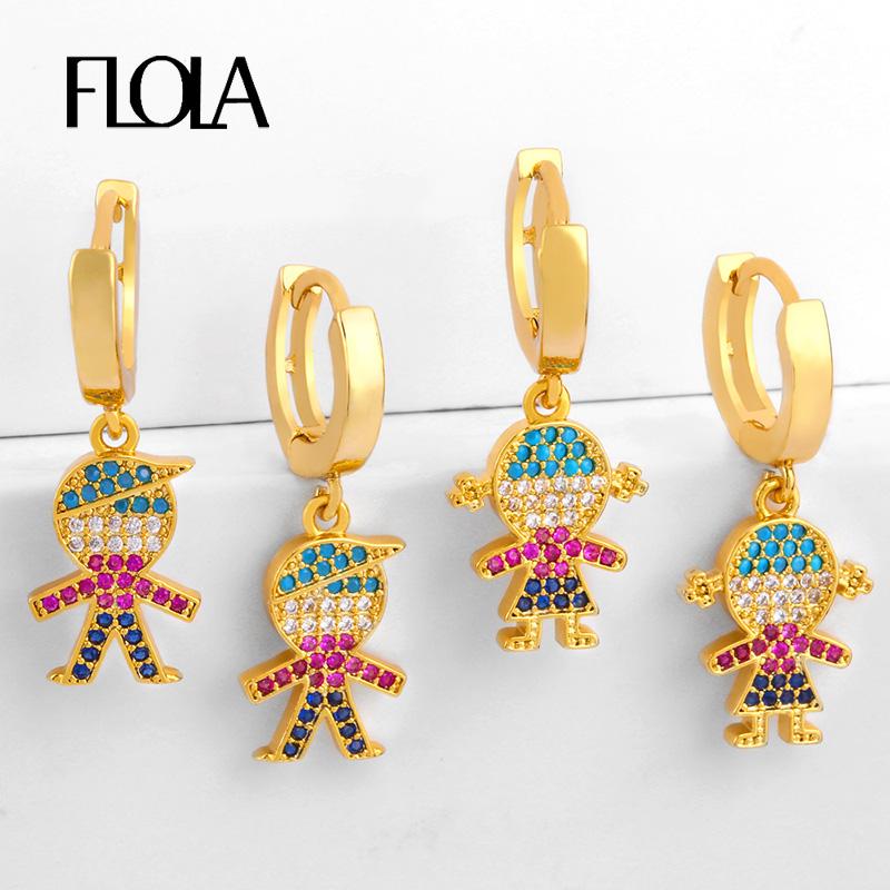 

FLOLA Rainbow Cute Boys & Girls Stud Earrings For Women CZ Pave Family Huggie Earrings Cubic Zirconia Rainbow Jewelry ersr89