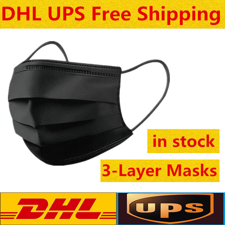 

DHL UPS Free Shipping Black Disposable Face Masks Protection Mask with Earloop Mouth Face Sanitary Outdoor Masks wholesale