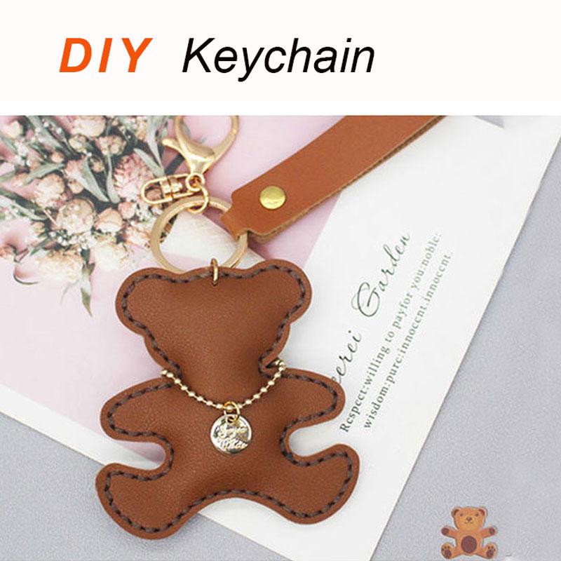 

Keychains DIY Animal Bear Keychain For Women Kids Like Bag Pendant Decoration Accessory Soft High Qulity Birthday Gift Buckle Ring