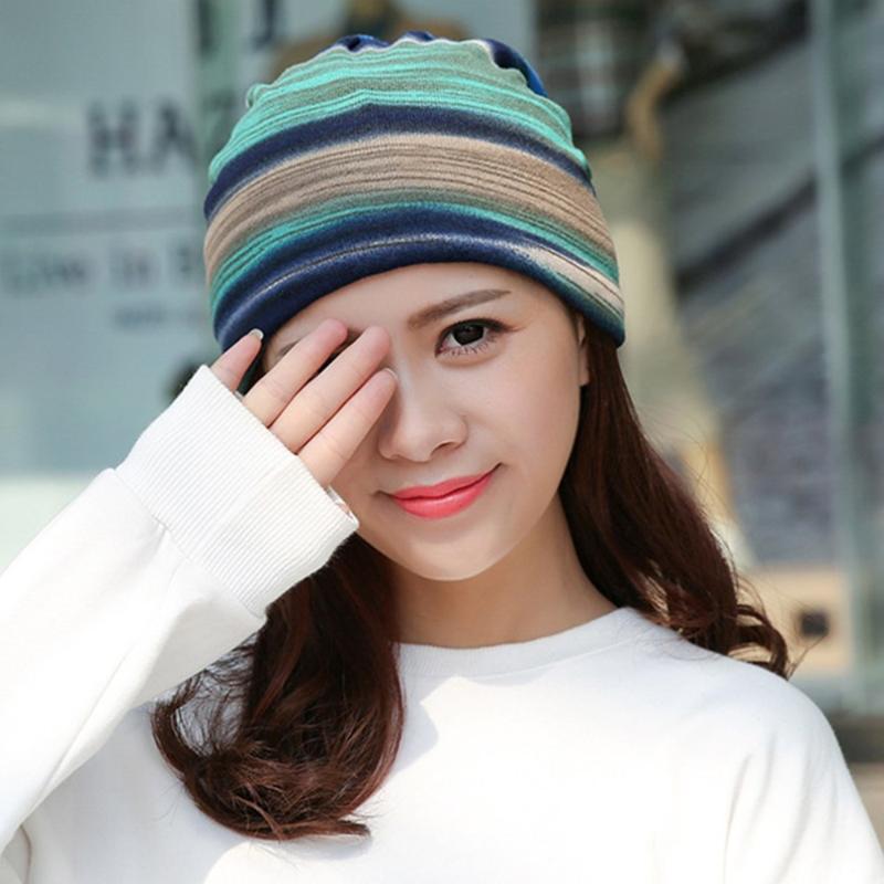 

Winter Turban Hat Women Winter Beanie Dual Purpose Hat/Scarf Thick Warm Stocking Hat Female Bonnet Bone Gorros Bohemia Skyllies