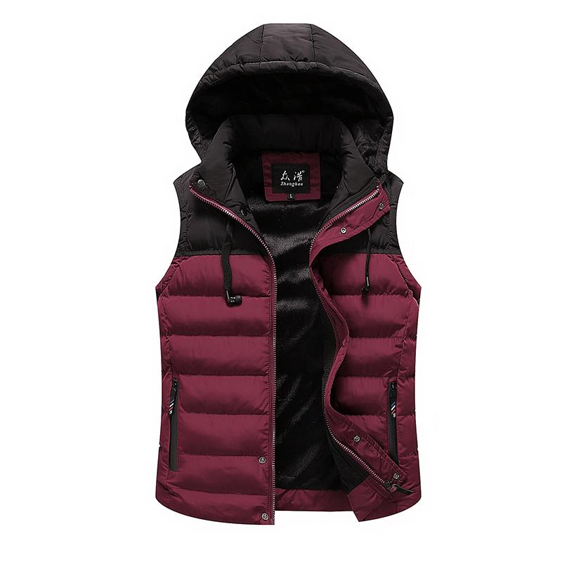 

Fashion Jacket Vest Mens Winter Hooded Sleeveless Waistcoat Blue Red Matching Slim Warm Thick Hommes Vest Plus Size Clothing