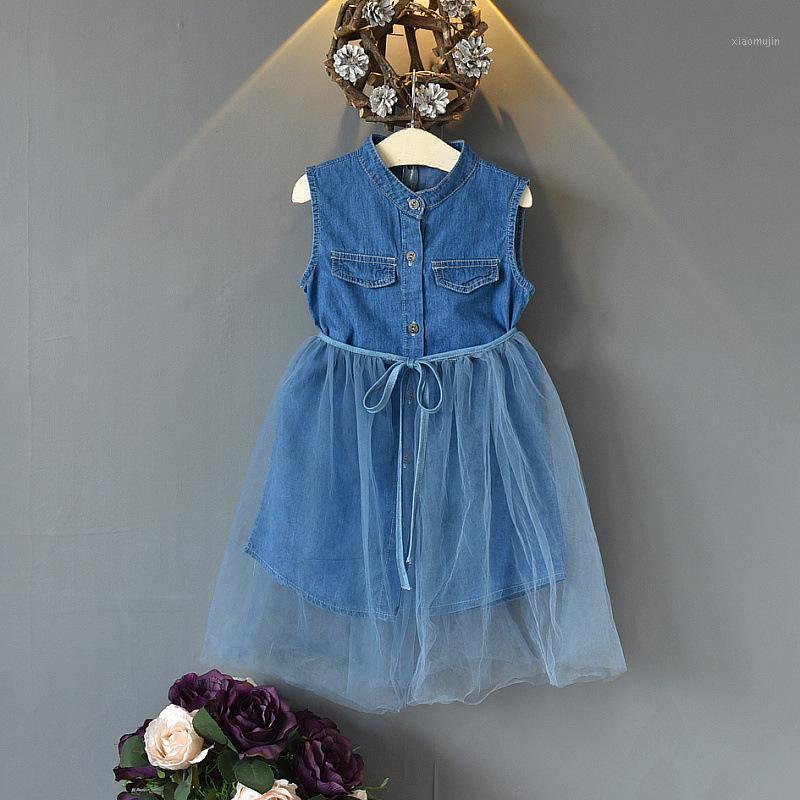 

Kid Girl Blue Denim Dress Summer Toddler Baby Girl Sleeveless Dress Tutu Lace Children Clothing1, As pic