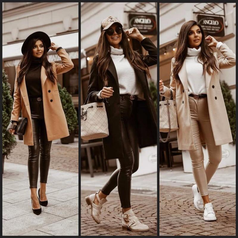 

Fashion Women Winter Cotton Loose Coat Medium Length Button Tweed Coat with Solid Collar Lapel Medium Length Button Woolen, Black