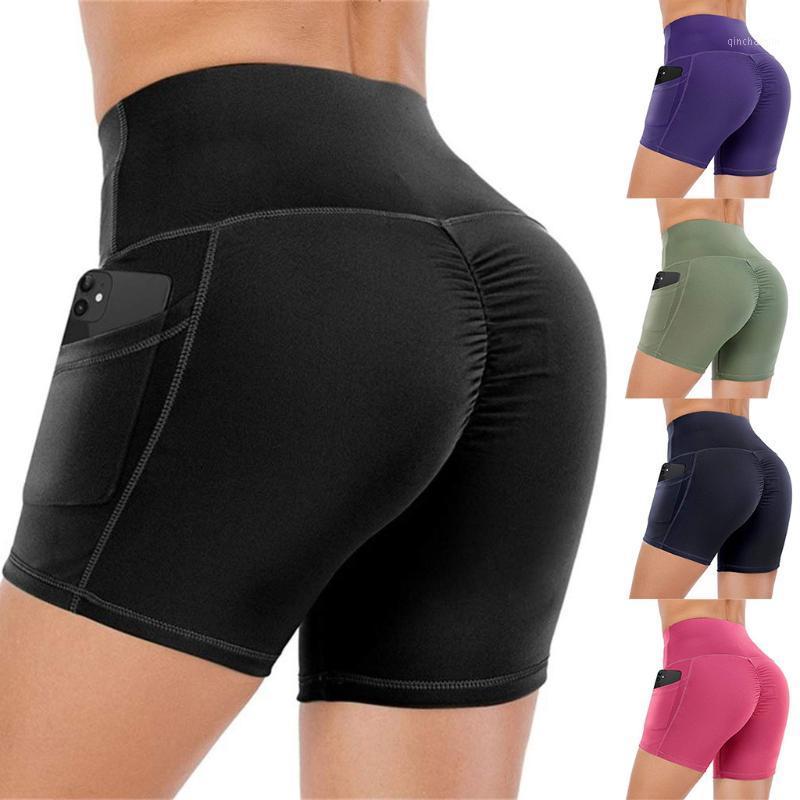 

Women' Sports Shorts High Waist Yoga Short Exercise Sexy Hips Push Up Sportswear Quick-drying Running Casual Short Pants #D1, Black