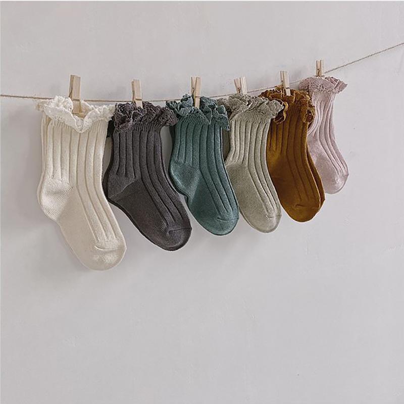 

Candy Color Children Socks With Lace GIrls Ankle Socks Soft Baby Toddlers Infant Kids Princess Sock High Quality, Beige