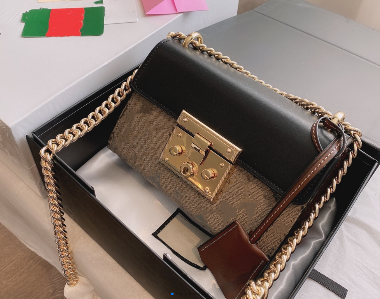 

2021 Leather clutch for women Evening Bags fashion chain purse lady shoulder bag handbag presbyopic mini package messenger bag card hol, Multi