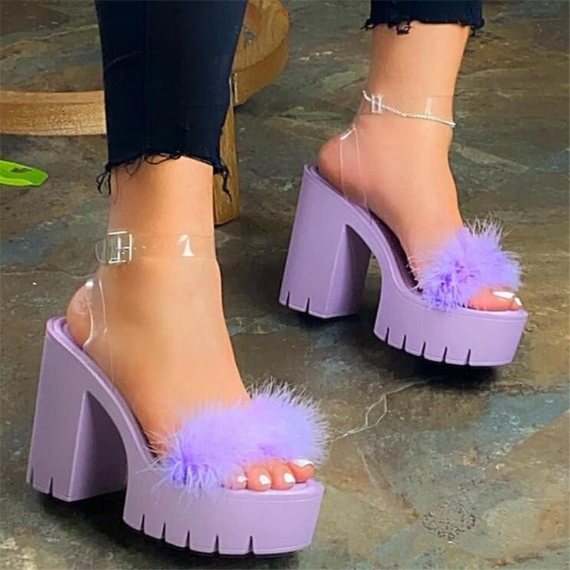 

Designer 2021 Will See New Hairy High Heels Sandals of Women Fashion Big Casual Size Women's Shoes Edex, 887-01