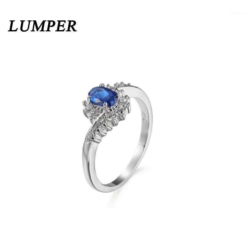 

LUMPER bridal ring royal blue crystal ring zircon promise wedding female couple inlaid blue1