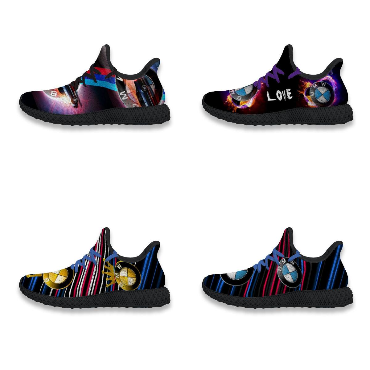 

4D running shoes Gold BMW Crown Logo fun printing men's women's Rtero shock absorption customized leisure Road Sports Sneaker