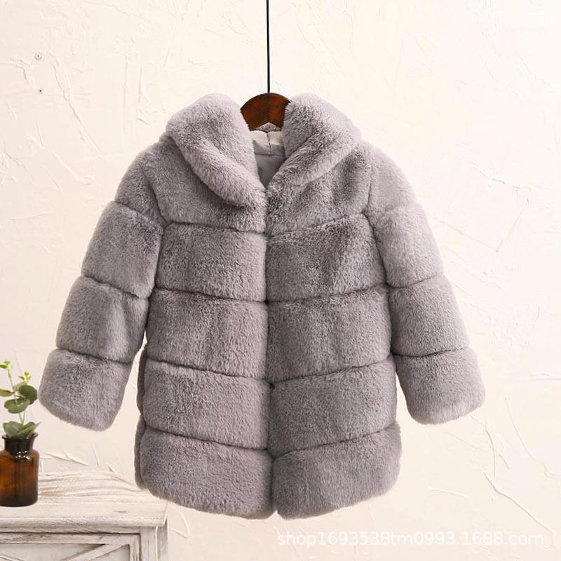 

New Winter Girls Fur Coat Elegant Thick Warm Baby Girl Faux Fur Jackets Coats Parka Kids Outerwear Clothes Kids Coat1, Black