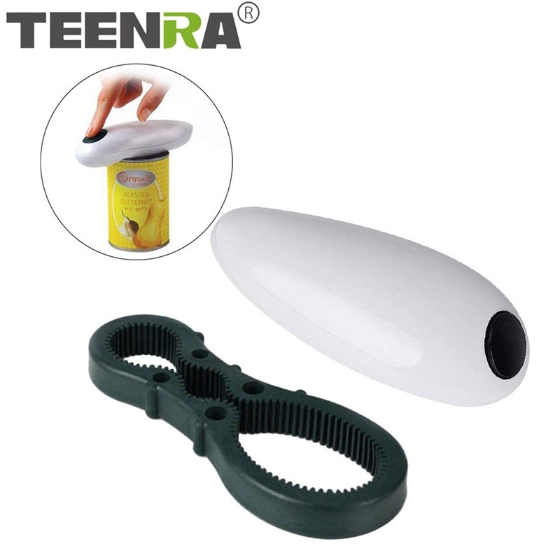 

TEENRA Electric Can Opener One Touch Automatic Jar Opener Bottle Opener Electric Hands Free Kitchen Gadgets Y200405