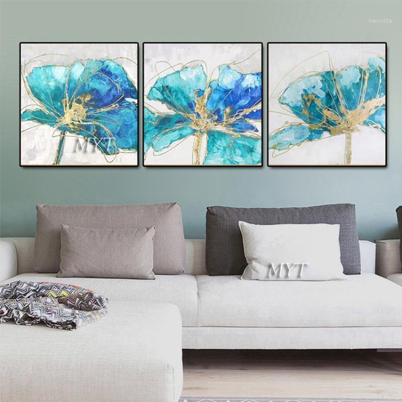 

Hand-painted 3 Panels Flower Gold Foil Oil Painting Triptych Canvas Floral Wall Art Decorative 3 Pieces Paintings For Hotel Deco1