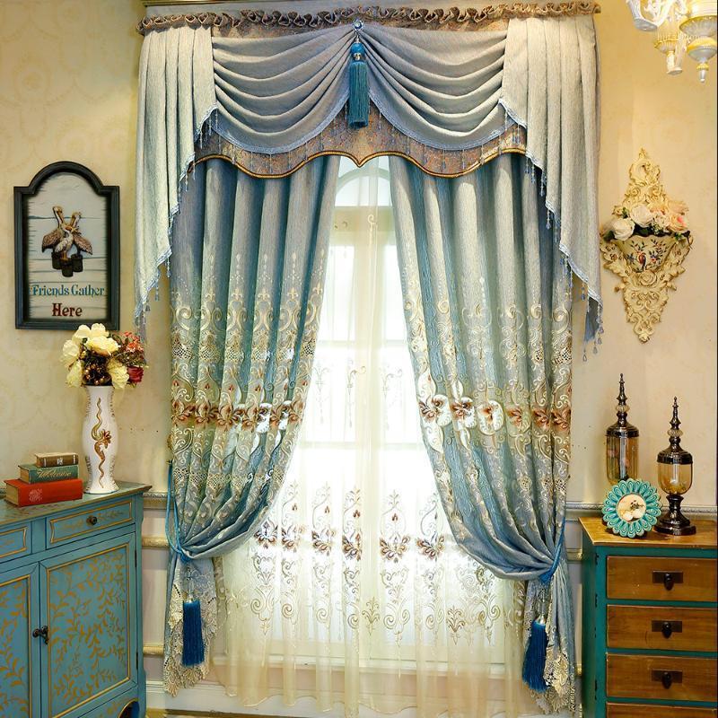 

NewEuropean high-end chenille embroidery curtain custom living room bedroom curtains free shipping1, Chiffon