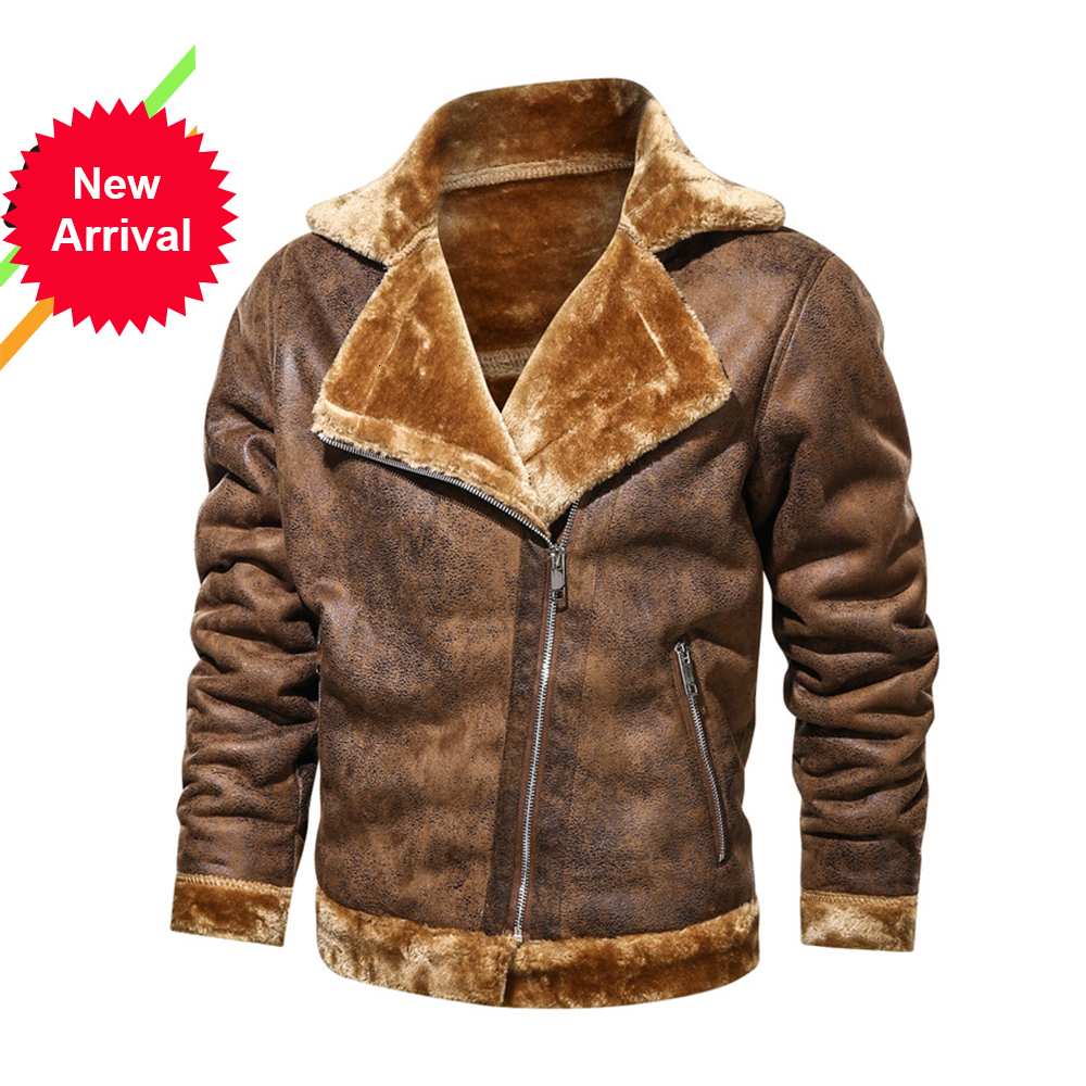 

2021 Kb New High Quality Men's Street Windbreaker Coat Leather Clothing Thick Fleece Men Casual Jacket Pu Edu1, Black