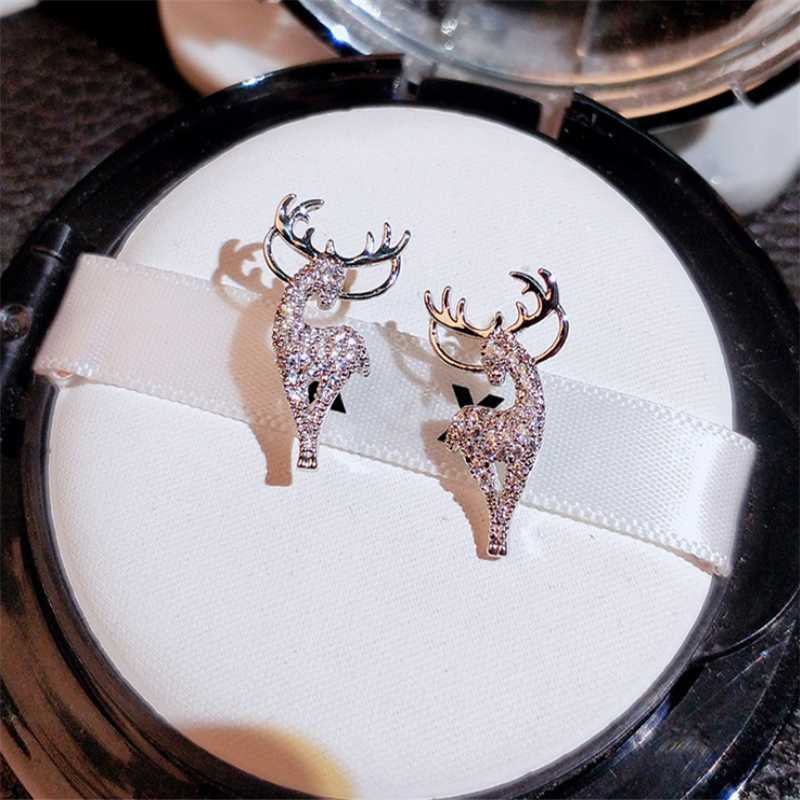 

2020 New Women Ear Rings Creative Ornaments Stylish Christmas Elk Crystal Deer Stud Earrings Girls Fashion Jewelry