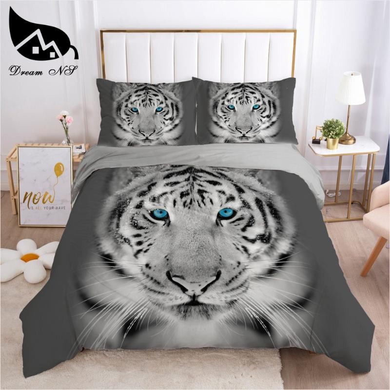 

Dream NS Hand Painted Ink Painting Large Cat White Tiger roupa de cama Bedding Home Textiles Set Queen Bedclothes Duvet Cover, Tiger 007-gray-d