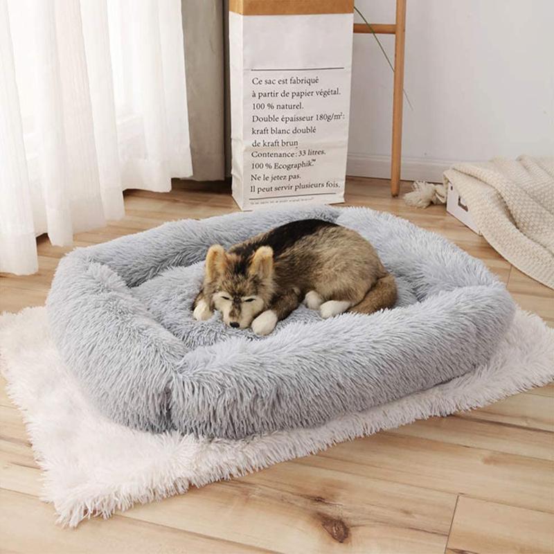 

Dog Bed Square Calming Warming Plush Cuddler Extra Large Dog Bed Furniture Cushion Hogard