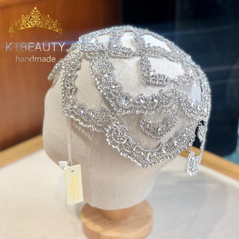 

New Rhinestone Big Size Silvery All Around Cover Head Crystal Tiara Royal Bridal Wedding Dressing Crown Accessory Women Jewelry