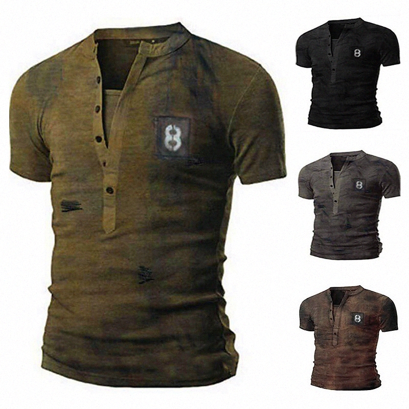 Men's Tee T shirt Shirt Rendering V Neck Casual Daily Short Sleeve Tops Lightweight Fashion Classic Green Black Gray / Summer m6O6#