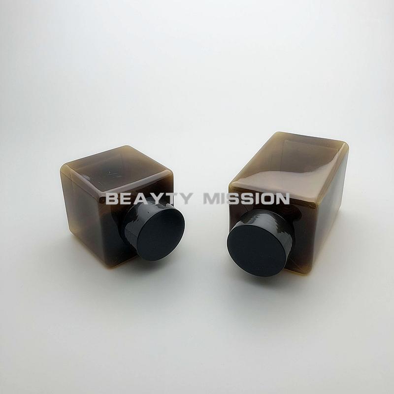 

BEAUTY MISSION Brown 300ml/500ml 12 pcs/lot Empty Square Juice Water Bottle, Aluminum Cap PET Thickening Refillable Bottles1