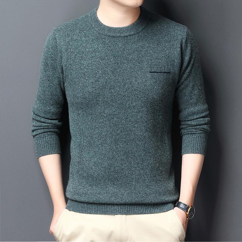 

100% Merino Wool Cashmere Sweater Men 2020 Winter Warm Soft O-Neck Long Sleeve Knitted Pullover Jumper Sweaters, Green