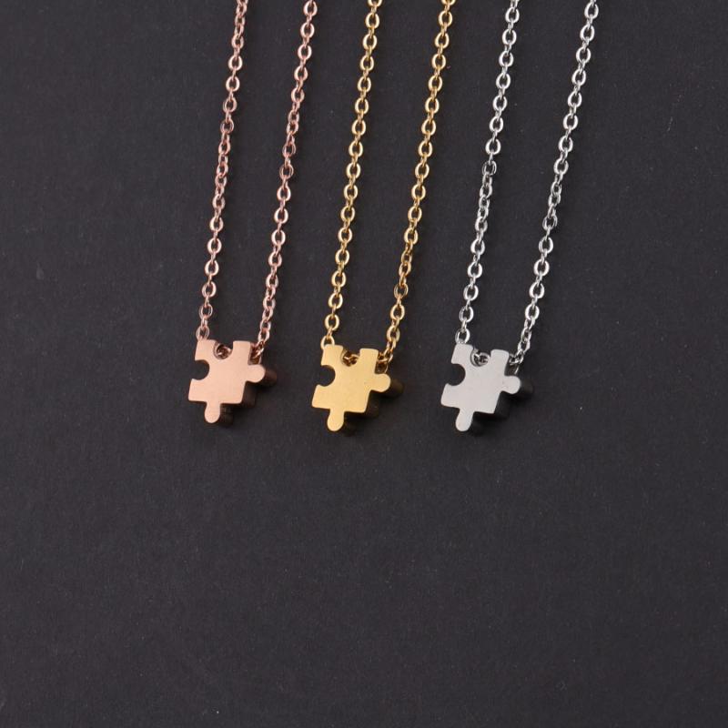 

Fnixtar Puzzle Necklace Stainless Steel Jigsaw Geometric DIY Personalize Name Love Friendship Jewelry Neckllaces 5piece/lot