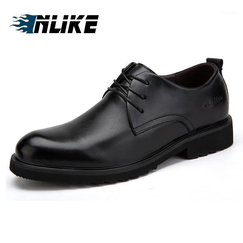 

Dress Shoes INLIKE Men Genuine Leather Simple Lightweight Classic Derby Male Business Formal Mens Dress1, Black
