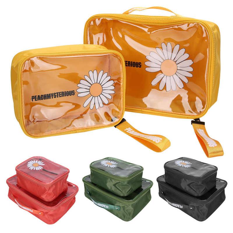 

2pcs Makeup Storage Bag PVC Transparent Toiletry Travel Cosmetic Bag Organizer Large Capacity Portable Cosmetic