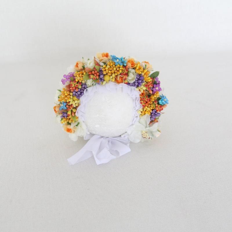 

Lace Newborn Ruffle Hat Handmade White Baby Girl Flower Headpiece Newborn Prop Bonnet Infant Floral Hat for Photography Shoot1, As photo