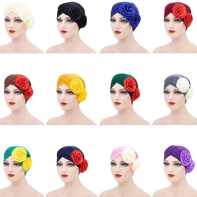 

Women Hat Muslim Flower Ruffle Cancer Chemo Hat Beanie Skullies Lady Turban Head Wrap Cap Beads Bonnet India Cap Hair Loss New, Ht6226bg