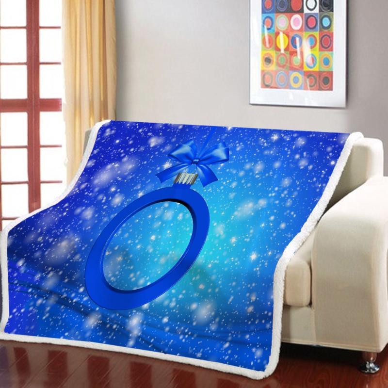 

Blue Bow Christmas Blanket 3D Printing Children's Bedroom Blanket Picnic Trip Weighted Home Textile Gift
