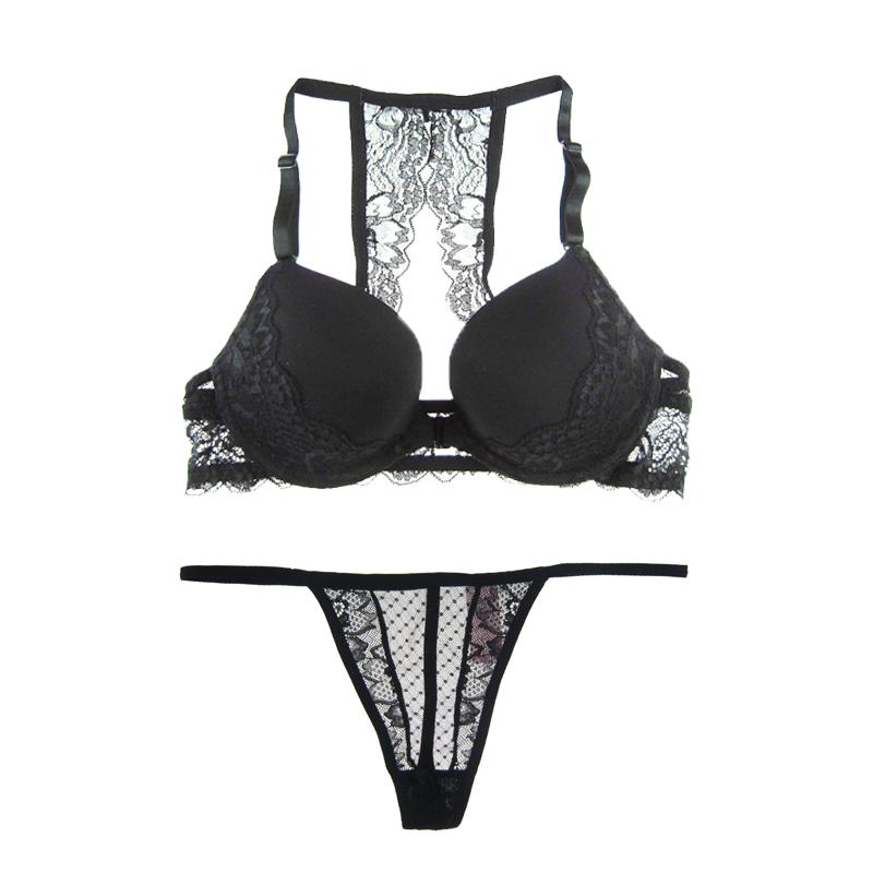 

743 Bra Set Lace Solid Color Beauty Back Underwear Breathable Comfortable Underclothes For Women 32 34 36 38 40//A B C D, Black