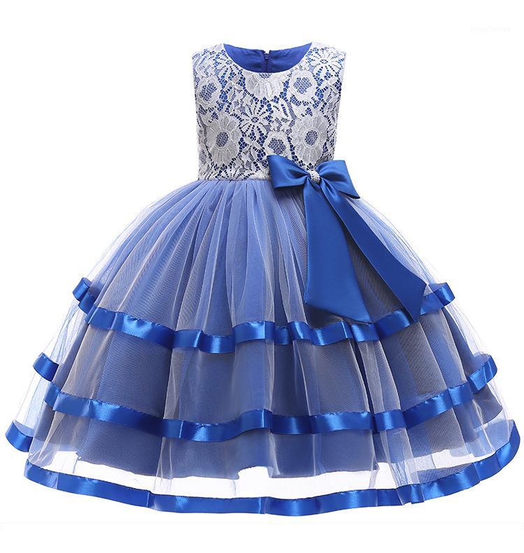 

Big Bow Baby Girl Princess dress lace elegant Layered girl Dress for Christmas eveving party Children Clothes Baby Clothes1, Blue
