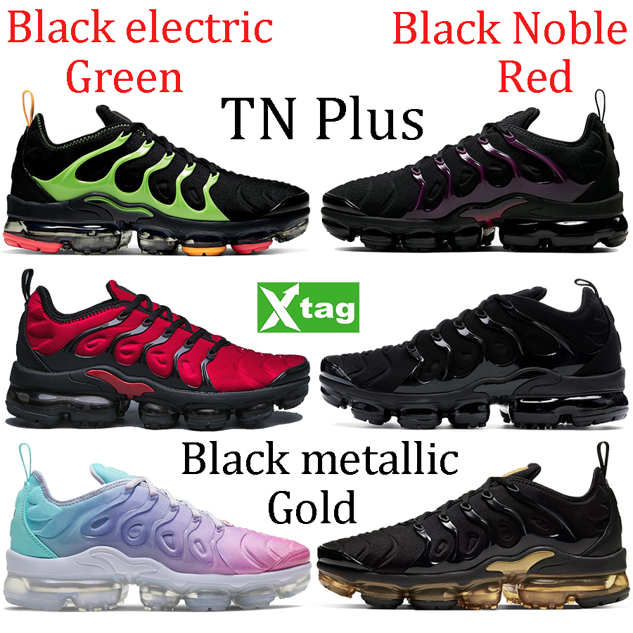 

2021 triple white TN Plus running shoes black metallic gold Noble Red electric green pink sea sneakers Active Fuchsia men women trainers, 49.box