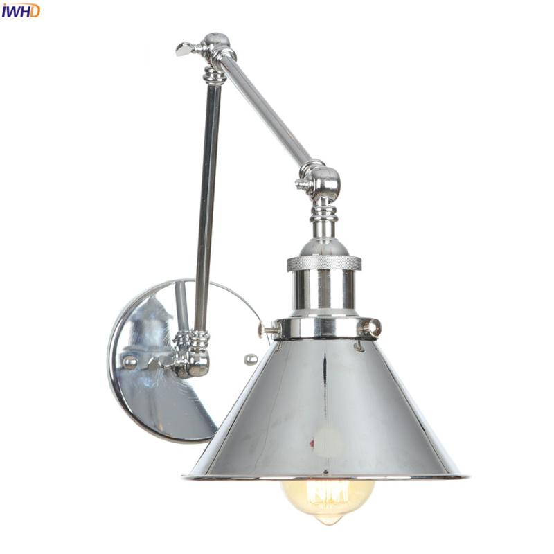 

IWHD Adjustable Loft Style Vintage Wall Lamps Living Room Long Arm Wall Light Fixtures LED Edison Wandlamp Apliques Pared