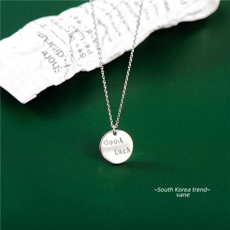 

Sodrov 925 Sterling Silver Necklace Pendant For Women GoodLuck Wave Plate Lettering Necklace High Quality Silver 925 Jewelry