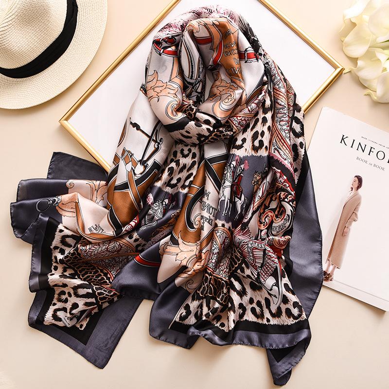

Women Designer Print Silk Scarf Leopard Foulard Shawls Wraps Lady Beach Scarves for Ladies 2020 New