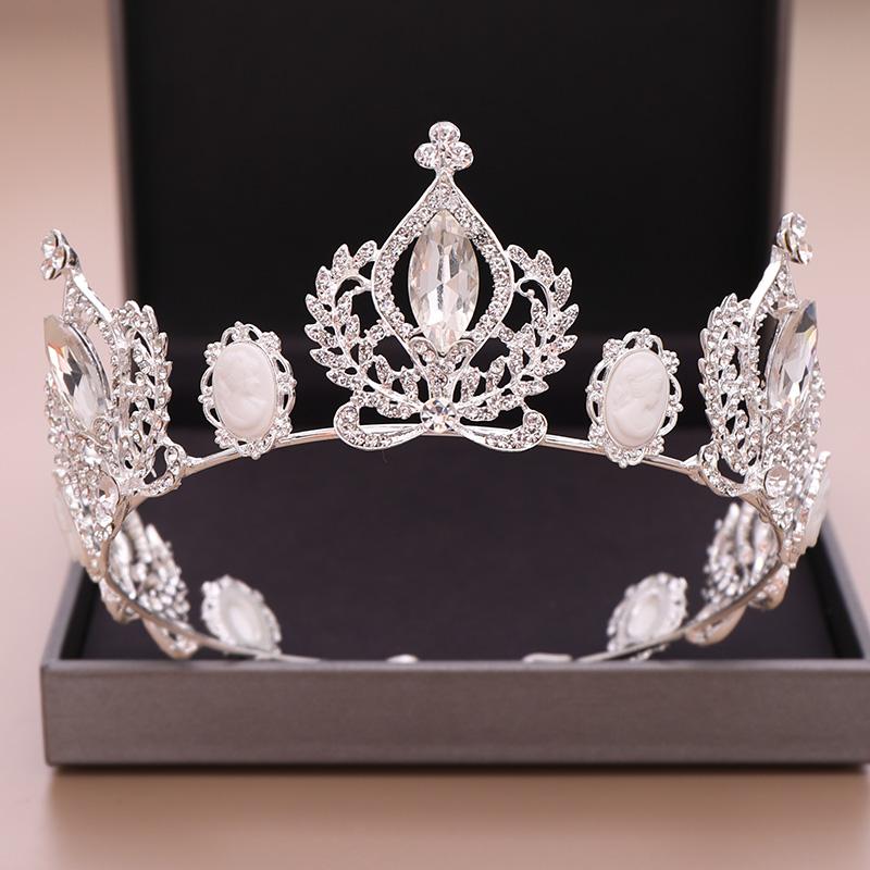 

Hair Clips & Barrettes Adjustable Gold Silver Color Wedding Accessories Rhinestone Crystal Girl Queen Crown Tiara Women Jewelry Round Diadem, Golden;silver