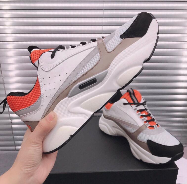 

2021 designer B22 Sneaker White Leather Calfskin Sneakers Top Technical Knit Women Platform Sneakers Blue Grey designer shoes size 35-46, Color 8