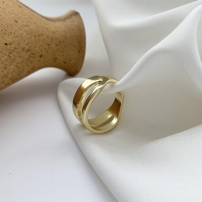 

Korean Retro High Sense Of Bright Metallic Double Ring Women 2021 New Fashion Ring Index