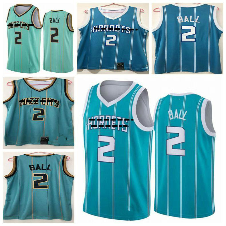 

2 LaMelo Ball Jersey Mint Green Blue New 2021 Swingman City Basketball Man Charlotte Hornets Edition Stitched, Black;red