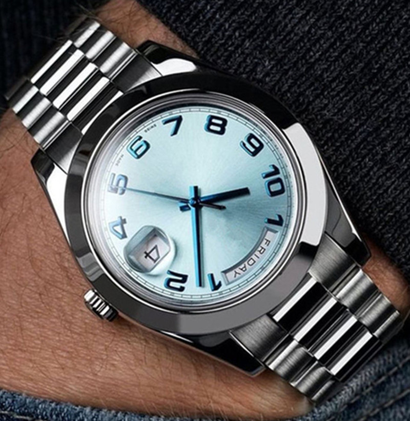 

High quality luxury designer Men watch fashion automatic mechanical mens watches 41mm Blue pointer calendar date watch Montre homme reloj, Box