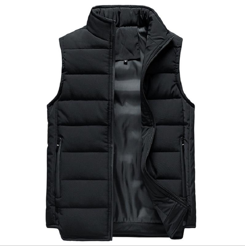 

Winter and autumn men's casual vest, Men's straight hem zipper solid color vest, Cardigan thickened vertical collar vest 5XL, Black