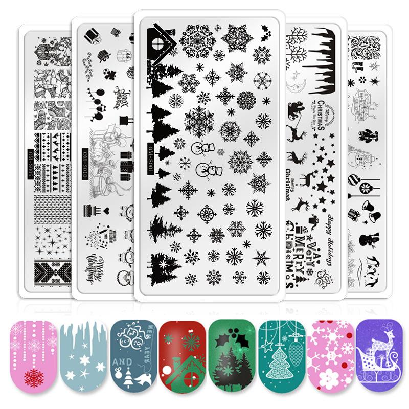 

12.5x6.5cm Christmas Special Stainless Steel Nail Art Printing Template Nail Decoration Silicone Printing Transfer Mold Stamp