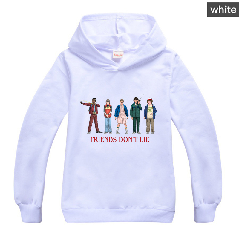 

Children Stranger Things Cartoon Toddler Sweatshirts TV Show Baby Girl Boys Winter Clothes Long Sleeve Shirts Print Kids Hoodies F1202, Black