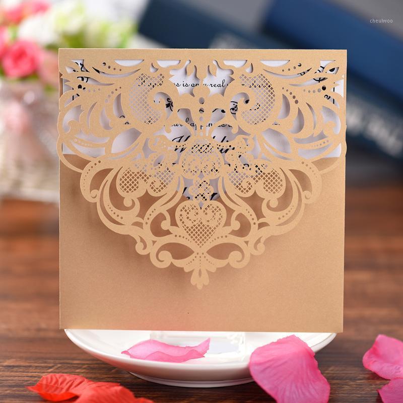 

Laser Cut Lace Wedding Party Invitations Cards 100 PCS with Printable Paper for Engagement Wedding Marriage Birthday greeting1