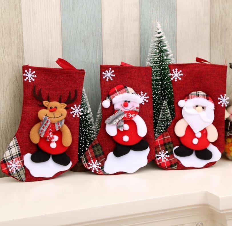 

Creative Medium Line Christmas Stocking Kids Xmas Gift Candy Bag Xmas Socks Xmas Tree Pendant Christmas Decorations Socks